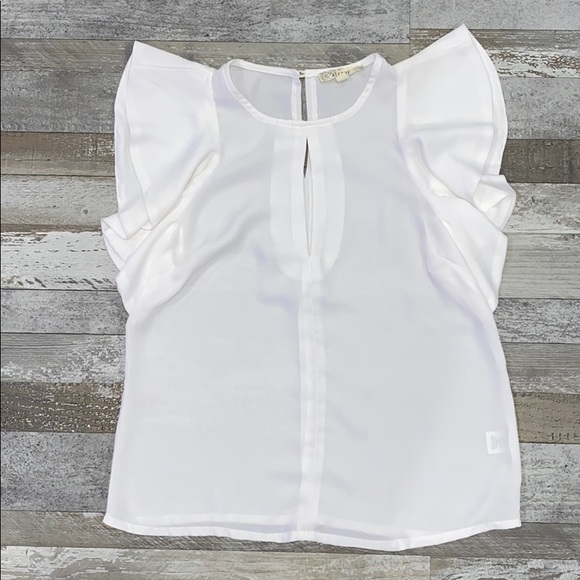 Women’s Alythea Winged Keyhole White Blouse - SM - Picture 1 of 8